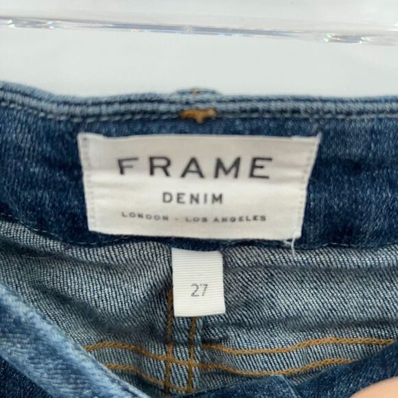 Frame Denim Women's Jeans Size 27 Le Crop Mini Boot Distressed Blue Raw Hem - Picture 8 of 16